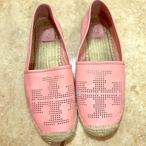 Pink leather Tory Burch espadrilles size 9